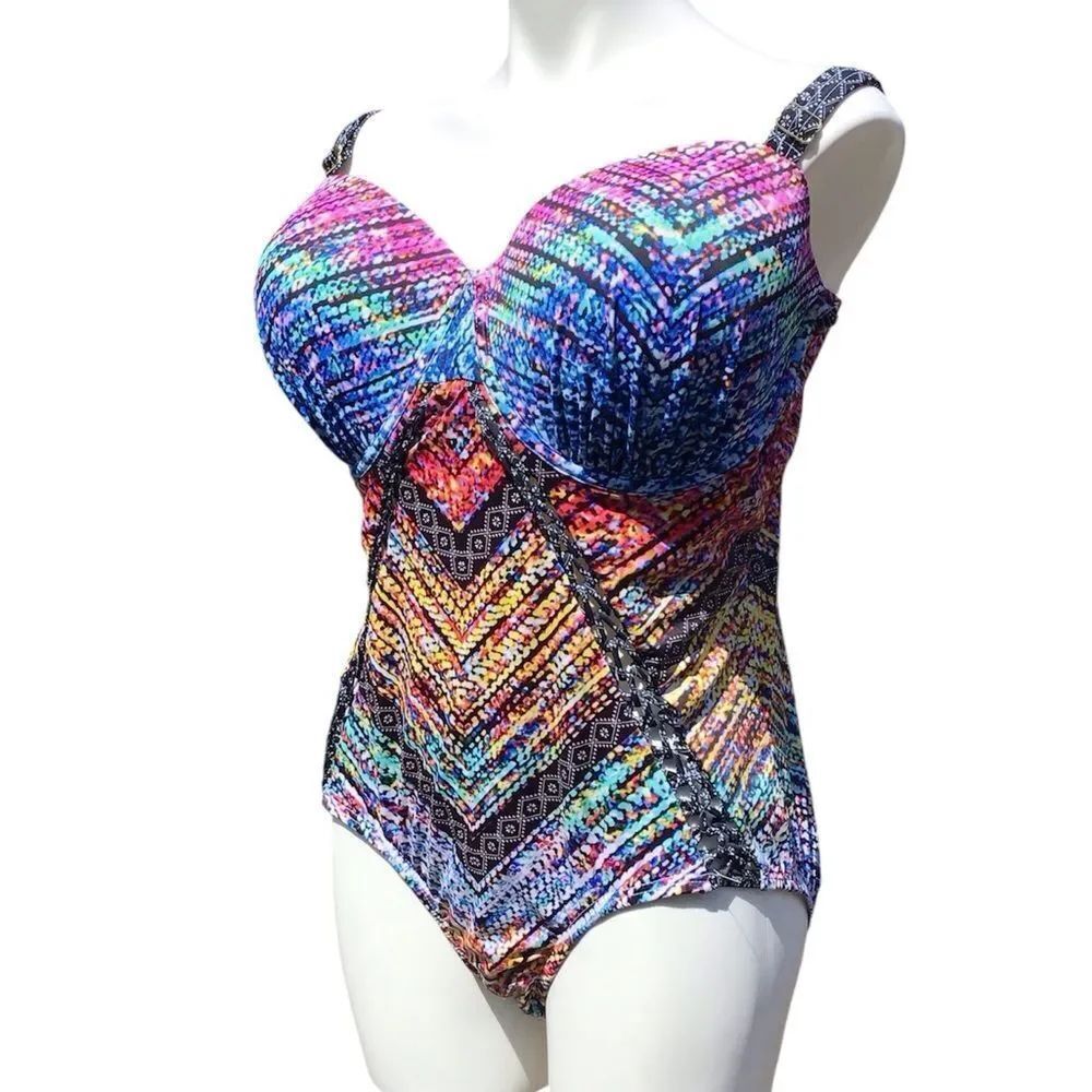 Swimsuits for All Women Macrame Underwire One Piece Swimsuit New Size 22